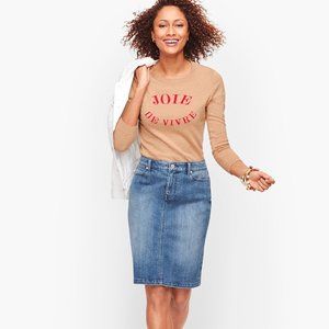 Talbots Women's 14 Denim Jean Skirt 5 Pocket Zip Front Medium Wash